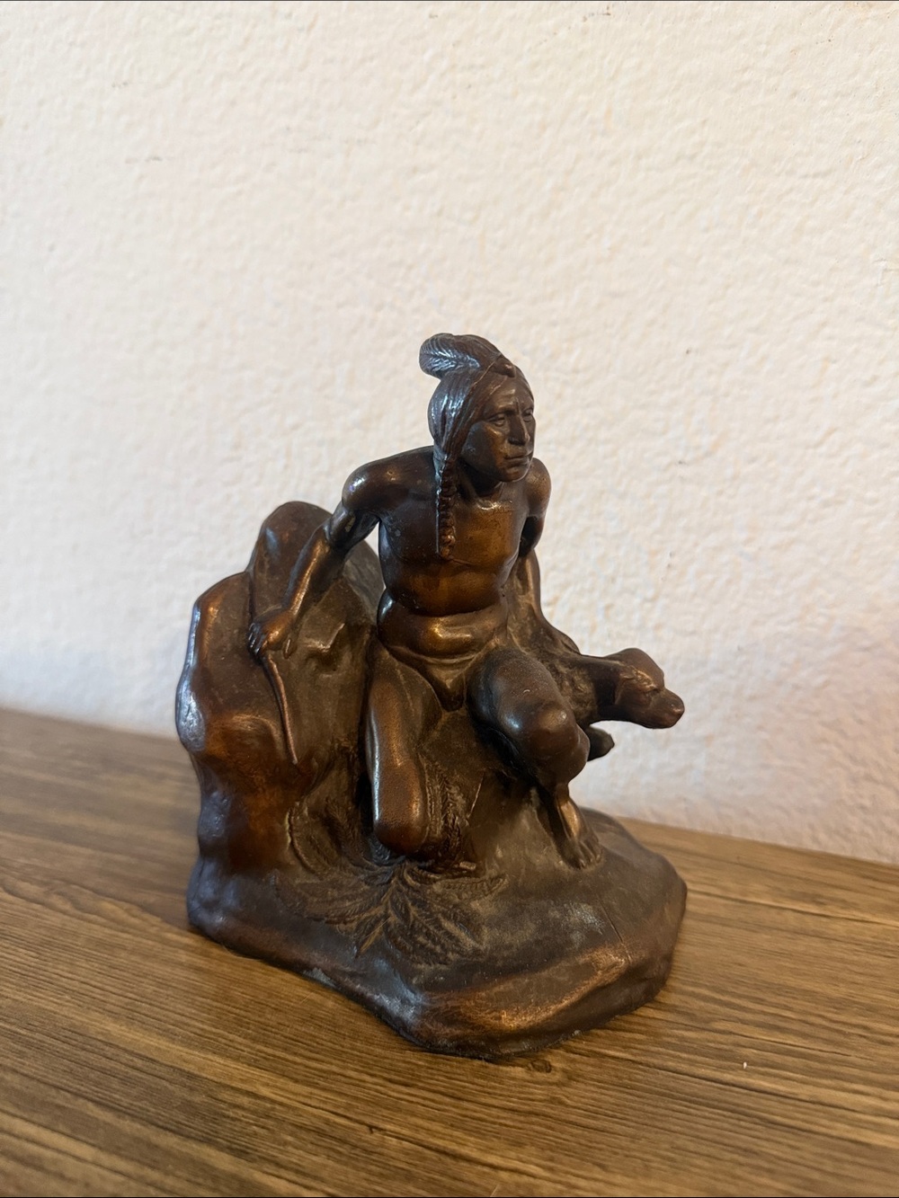 Bronze-Tone Native Figure Sculpture - Decorative Home Art